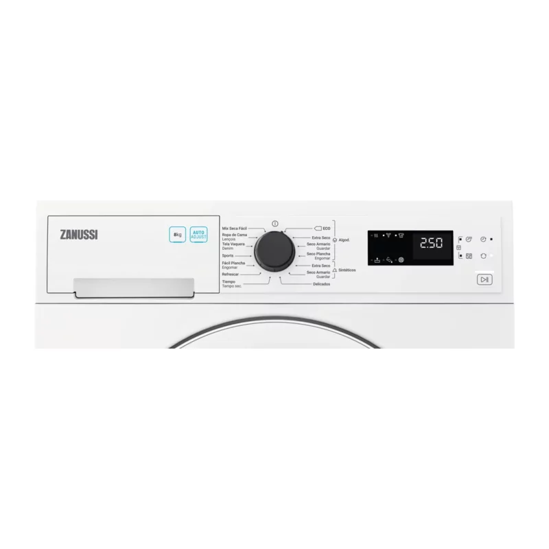 Kontrolsat - Máquina de Secar Roupa Bomba de Calor Zanussi 8Kg - Classe E - Branca - ZDHF284W