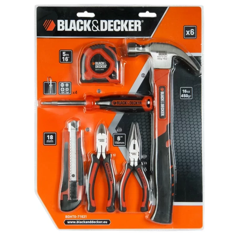 Kontrolsat - Conjunto de 6 Ferramentas Black&Decker BDHT0-71631 - Kit Completo Prático