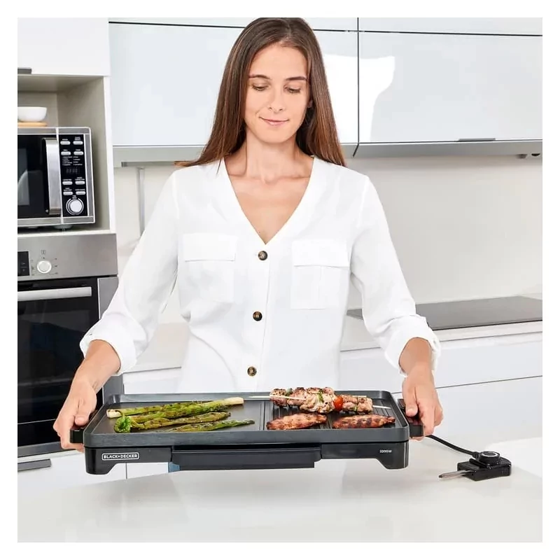 Kontrolsat - Grelhador de Placa Mista Black+Decker 2000W - 49x27cm - BXGD2200E