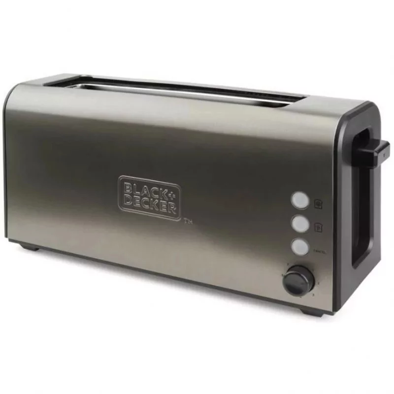 Kontrolsat - Torradeira Black+Decker 1000W - 1 Fenda Extra-Longa - 7 Níveis - Inox - BXTO1000E Kontrolsat - Torradeira Black+Decker 1000W - 1 Fenda Extra-Longa - 7 Níveis - Inox - BXTO1000E