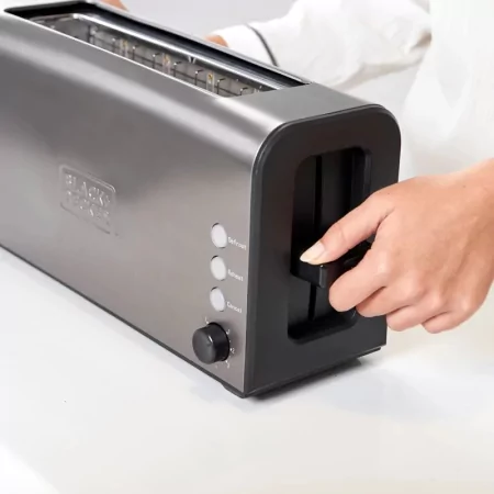 Kontrolsat - Torradeira Black+Decker 1000W - 1 Fenda Extra-Longa - 7 Níveis - Inox - BXTO1000E Kontrolsat - Torradeira Black+Decker 1000W - 1 Fenda Extra-Longa - 7 Níveis - Inox - BXTO1000E