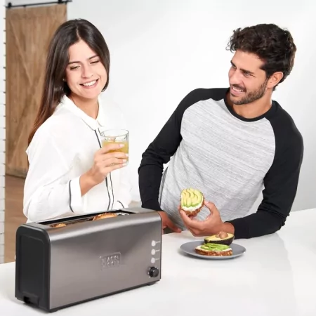 Kontrolsat - Torradeira Black+Decker 1000W - 1 Fenda Extra-Longa - 7 Níveis - Inox - BXTO1000E Kontrolsat - Torradeira Black+Decker 1000W - 1 Fenda Extra-Longa - 7 Níveis - Inox - BXTO1000E