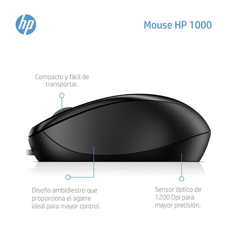 Kontrolsat - Rato Ótico HP 1000 - 4QM14AA - (Preto - 1,5M - USB)