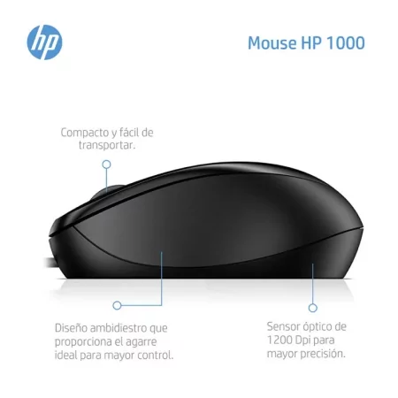 Kontrolsat - Rato Ótico HP 1000 - 4QM14AA - (Preto - 1,5M - USB) Kontrolsat - Rato Ótico HP 1000 - 4QM14AA - (Preto - 1,5M - USB)