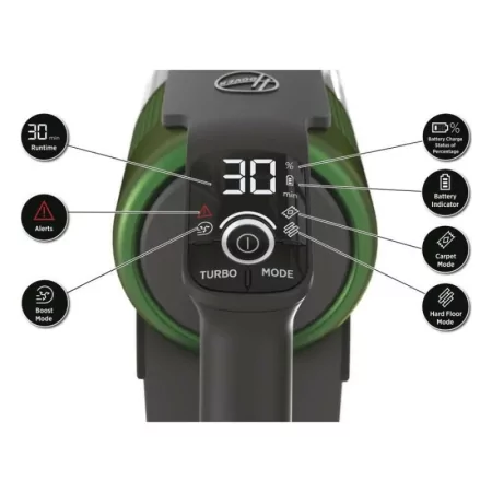 Kontrolsat - Aspirador Vertical Hoover HF9 - Anti-Twist - 350W - 21.6V - Preto / Verde - HF920P Kontrolsat - Aspirador Vertical Hoover HF9 - Anti-Twist - 350W - 21.6V - Preto / Verde - HF920P