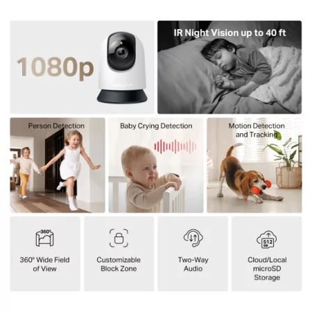 Câmara Wi-Fi Interior Mercusys MC200 Pan/Tilt Full HD con Visão Noturna e MicroSD