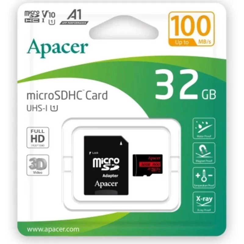 Cartão Micro SD Apacer 32GB XC UHS 1 Classe 10 100MBs + Adaptador Cartão Micro SD Apacer 32GB XC UHS 1 Classe 10 100MBs + Adaptador