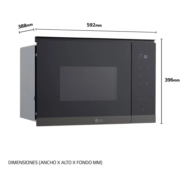 Microondas Encastre LG MG7Z2593B (25 L - Com Grill - Preto/Inox)