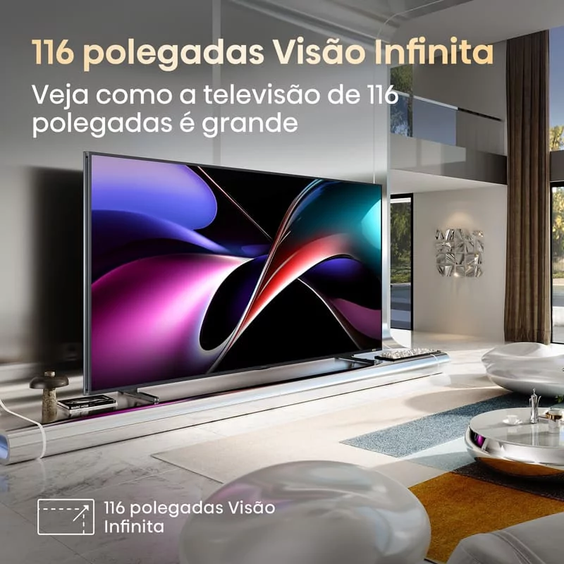 Smart TV Hisense 100UXQ 100" (253 cm) RGB MiniLED 4K 165Hz Dolby Vision IQ IMAX Enhancer VIDAA U9