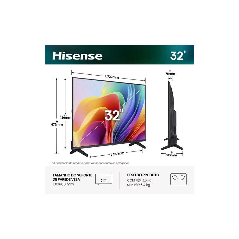 Smart TV Hisense 32A4S de 32" (81 cm) HD (HDR10) VIDAA U9