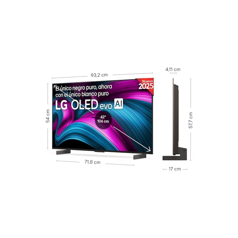 Smart TV LG OLED42C5ELB.AEU de 42" (107 cm) OLED evo AI 4K 144Hz Dolby Vision webOS 25