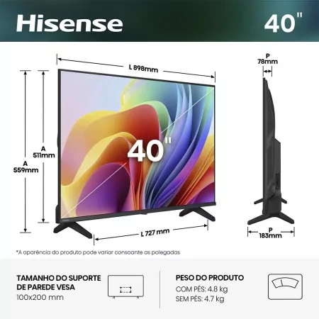 Smart TV Hisense 40A4S de 40" (100 cm) Full HD VIDAA U9
