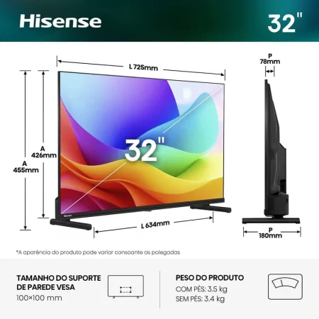 Smart TV Hisense 32A5S 32" (80 cm) QLED Full HD Dolby Atmos VIDAA U9