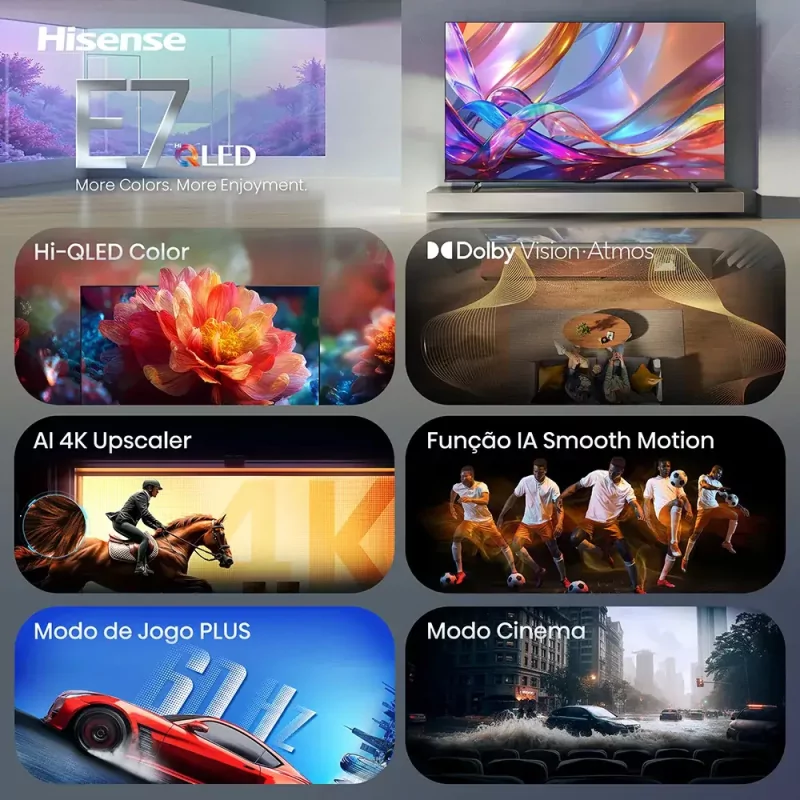 Smart TV Hisense 85E7S 85" (215 cm) QLED 4K Dolby Vision IQ VIDAA U9.5