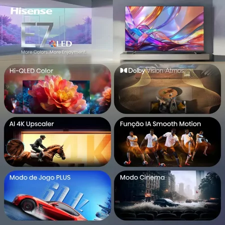 Smart TV Hisense 75E7S 75" (189 cm) QLED 4K Dolby Vision IQ VIDAA U9.5