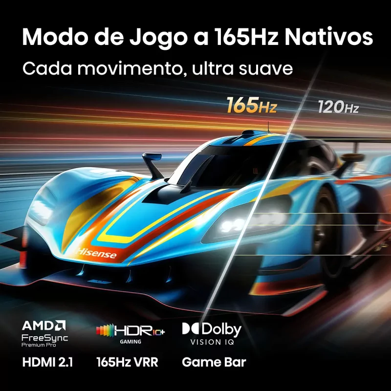 Smart TV Hisense 55U7S PRO de 55" (139 cm) MiniLED QLED 4K 165Hz Dolby Vision IQ IMAX Enhancer VIDAA U9.5