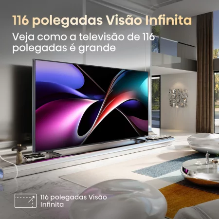 Smart TV Hisense 116UXQ 116" (293 cm) RGB MiniLED 4K 165Hz Dolby Vision IQ IMAX Enhancer VIDAA U9