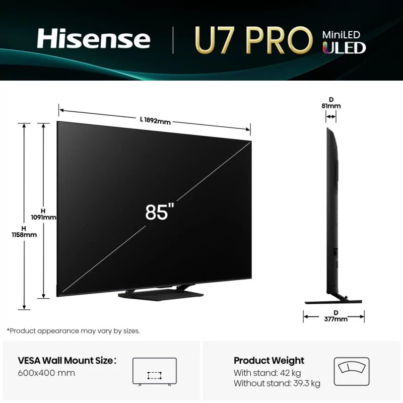 Mini Led Hisense - 85u7q Pro
