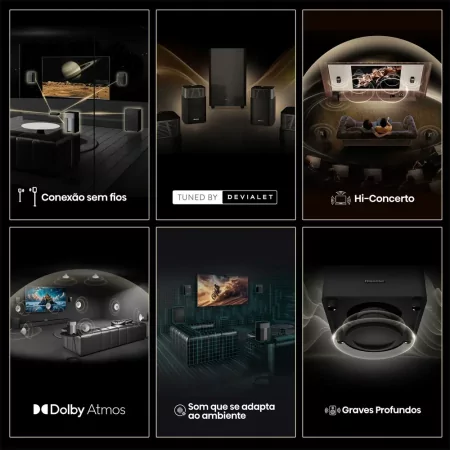 Barra de sonido Hisense HT Saturn 360W - 4.1.2 canales, cine en casa, Dolby Atmos, DTS Virtual: X, Hi-Concerto, EzPlay