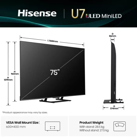 Hisense 75U7Q - Mini LED ULED 4K Smart TV 75"