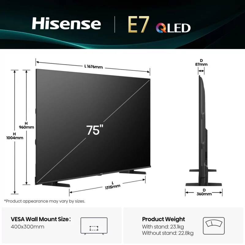 Hisense 75E7Q - QLED 4K Smart TV 75"
