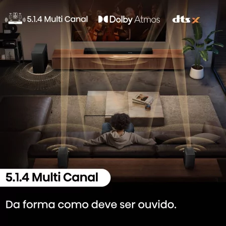 Soundbar Hisense AX AX5140Q 600W - 5.1.4 CH, Dolby Atmos, DTS Virtual: X, Hi-Concerto, EzPlay