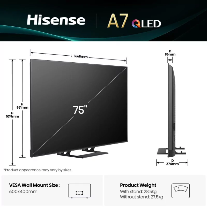 Hisense 75A7Q - QLED 4K Smart TV 75"