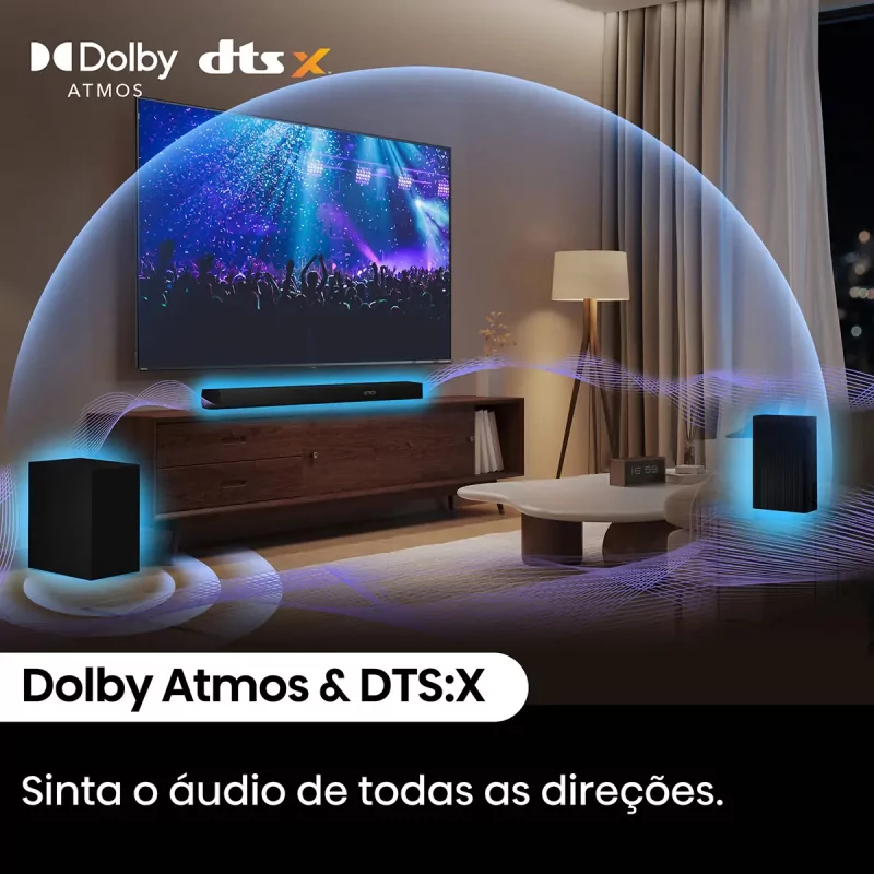 Soundbar Hisense AX AX5100Q 580W - 5.1 CH, Dolby Atmos, DTS Virtual: X, Hi-Concerto, EzPlay