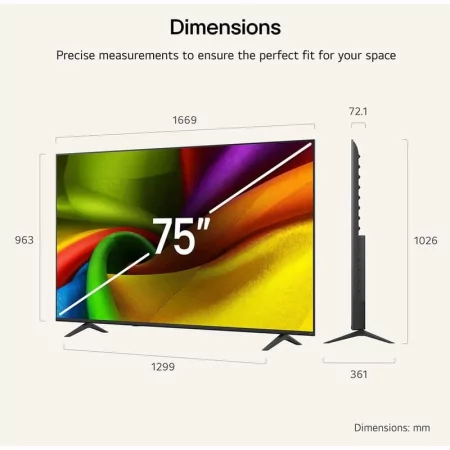 Smart TV LG 75NU850B6LA de 75" (189 cm) NANO 4K UHD AI α7 Gen9 60Hz HDR10 webOS 26