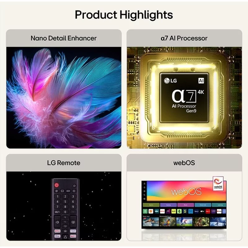 Smart TV LG 75NU850B6LA de 75" (189 cm) NANO 4K UHD AI α7 Gen9 60Hz HDR10 webOS 26