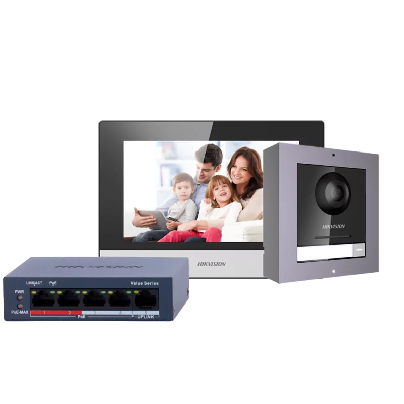 Hikvision DS-KIS602(B) - Kit Videoporteiro IP/WiFi com Monitor 7" e Switch PoE (Até 16 Monitores) Hikvision DS-KIS602(B) - Kit Videoporteiro IP/WiFi com Monitor 7" e Switch PoE (Até 16 Monitores)