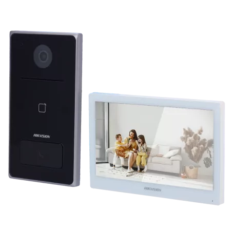 Hikvision DS-KIS608-P - Kit Videoporteiro IP/WiFi com Monitor 7, Moldura Estreita e Leitor MF (Até 16 Monitores)