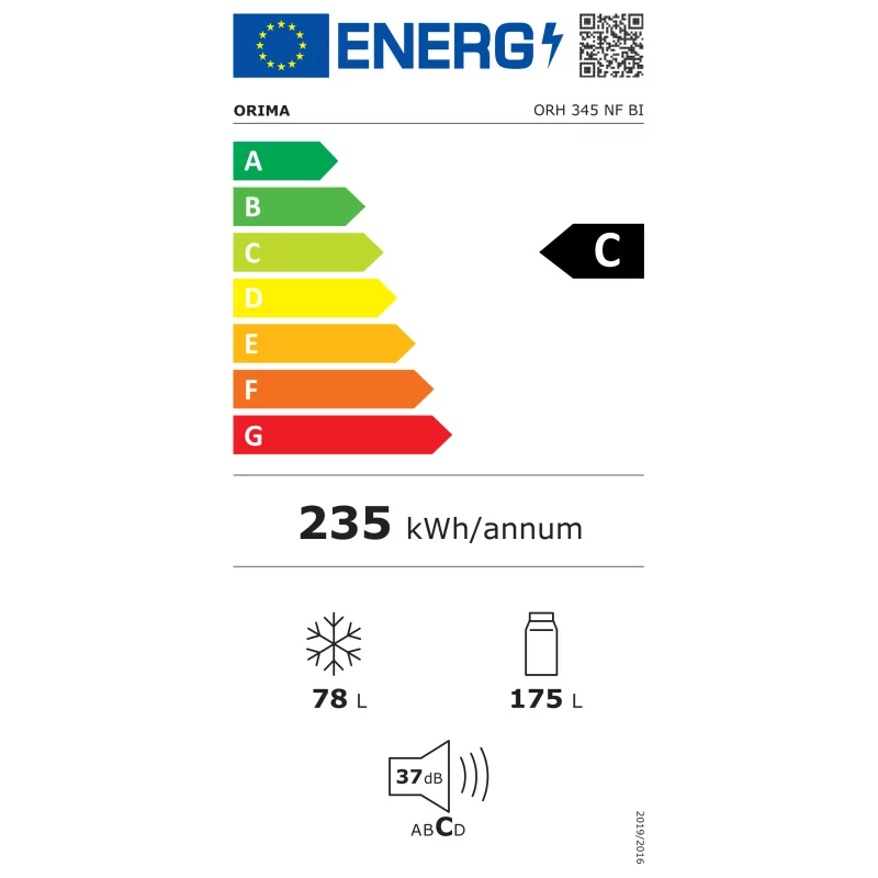 Frigorífico Combinado Encastrável 253L Orima ORH-345-NF-BI - No Frost, Classe C