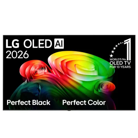 LG OLED65B65LA - Televisor OLED AI B6 de 65 pulgadas, resolución 2026, vista frontal con diseño ultrafino en mármol pizarra.