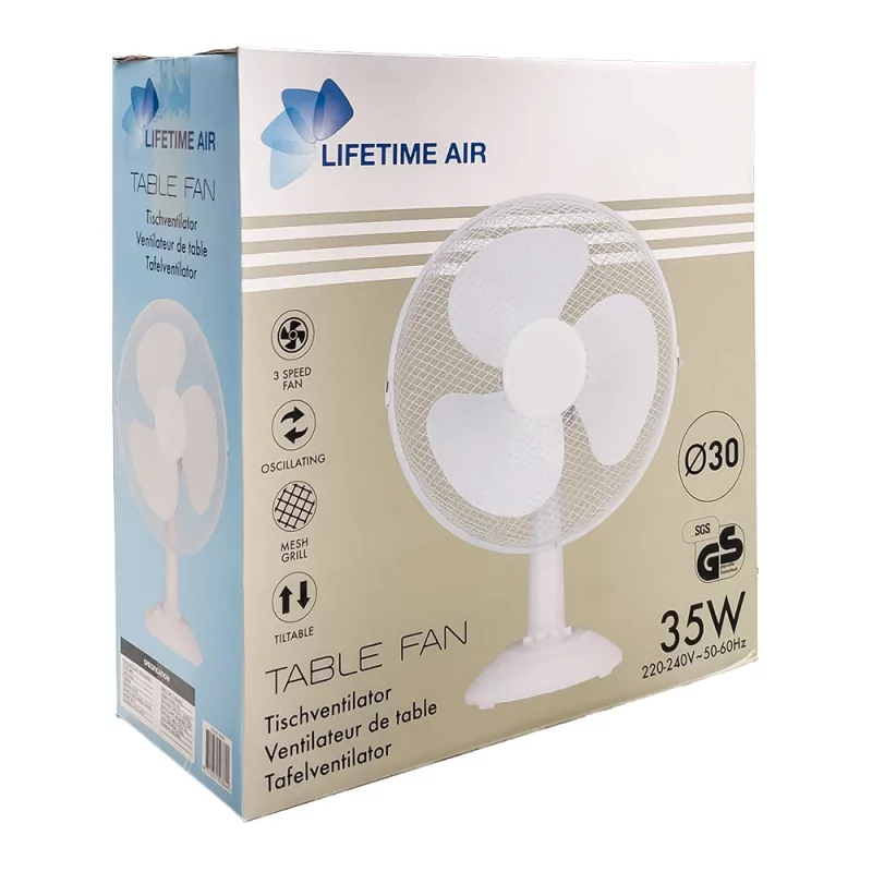 Ventoinha de Mesa Lifetime - 35W - 30cm - Branca