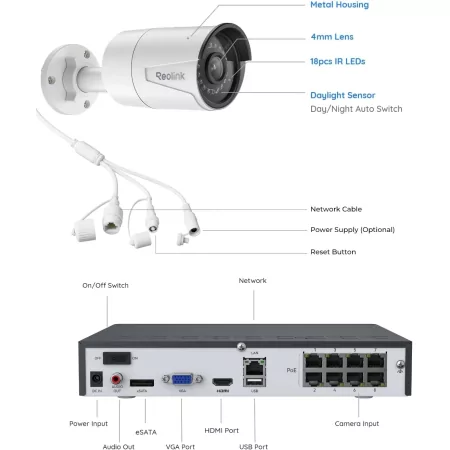 Câmara de Videovigilância Reolink Bullet B500 - 5MP 1/2.7" CMOS - PoE