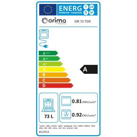 Horno eléctrico multifunción Orima OR-73-TDX (73 L - Acero inoxidable - Clase A)