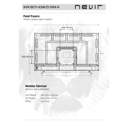 Televisión Smart TV 43" Nevir - 43K2S - (109cm - Android OS - 4K)