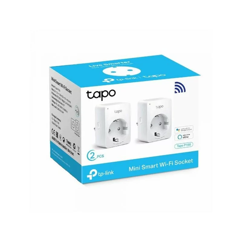 Mini Tomada Inteligente Wi-Fi Kit 2 Unidades - Tapo P100 (2-Pack) - TP-Link|Tapo|6935364072766