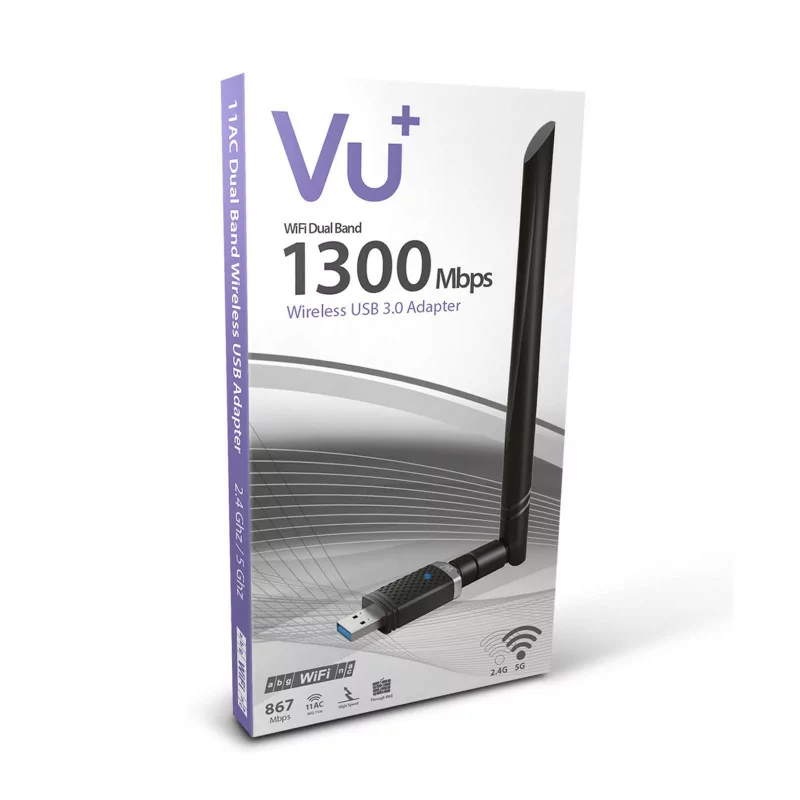 Adaptador Wi-Fi Wireless Vu+ Dual Band - USB 3.0 - 1300 Mbps - 6 dBI