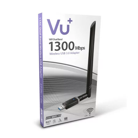 Adaptador Wi-Fi Wireless Vu+ Dual Band - USB 3.0 - 1300 Mbps - 6 dBI|Vu+|4260704120121
