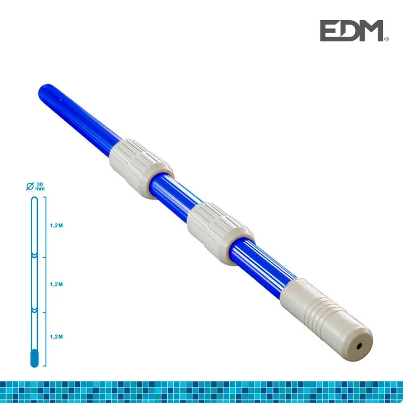 Cabo Telescópico EDM - Tubos de Alumínio 0,30MM - Ø41MM Formado por 3x1,20MTS (Medida Fechado 1,30MTS)