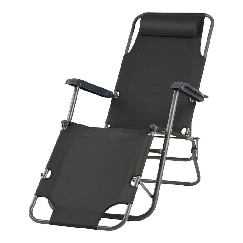 Espreguiçadeira 2 em 1 Metálica Dobrável - 178x60x75cm - Preto||5709386896935 Espreguiçadeira 2 em 1 Metálica Dobrável - 178x60x75cm - Preto||5709386896935