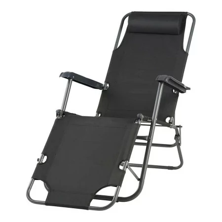 Espreguiçadeira 2 em 1 Metálica Dobrável - 178x60x75cm - Preto||5709386896935