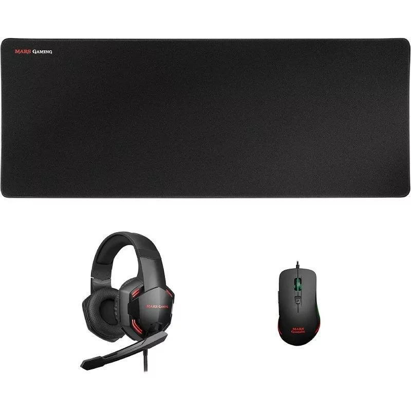 Pack Tapete + Rato Ótico + Auscultadores com Microfone Mars Gaming - MCPPRO Pack Tapete + Rato Ótico + Auscultadores com Microfone Mars Gaming - MCPPRO