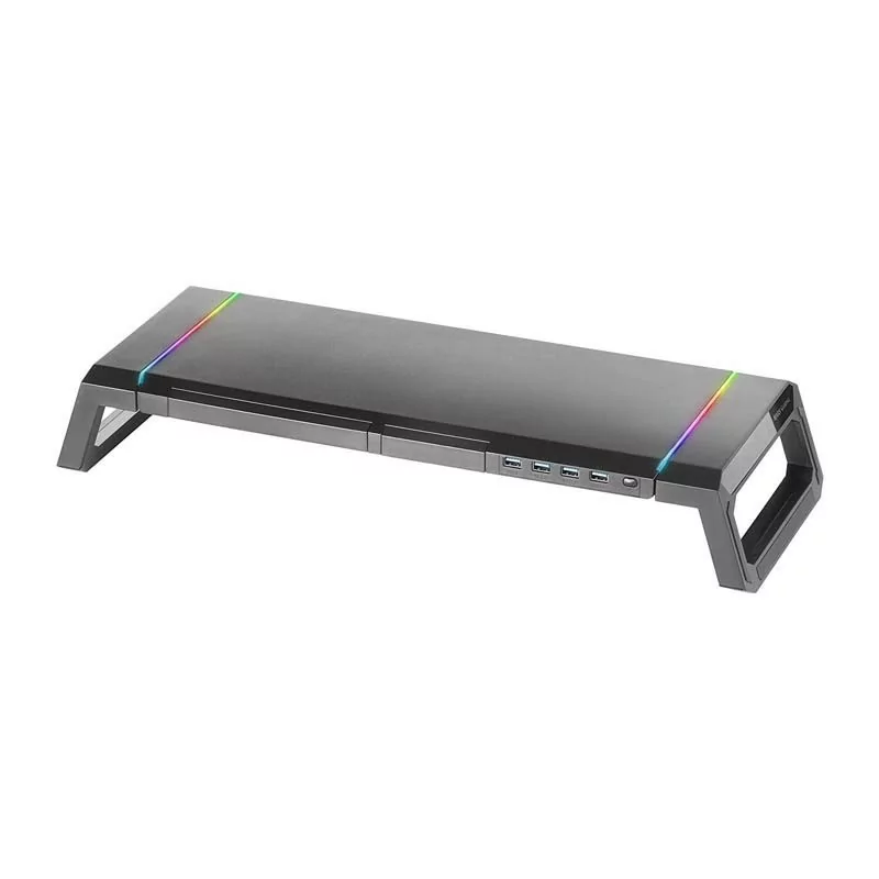Suporte de Monitor Mars Gaming - 4 x USB 3.0 - RGB - Preta - MGS