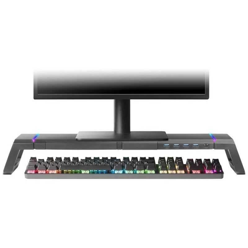 Soporte de Monitor Mars Gaming - 4 x USB 3.0 - RGB - Negra - MGS