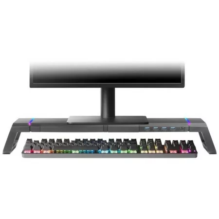 Soporte de Monitor Mars Gaming - 4 x USB 3.0 - RGB - Negra - MGS