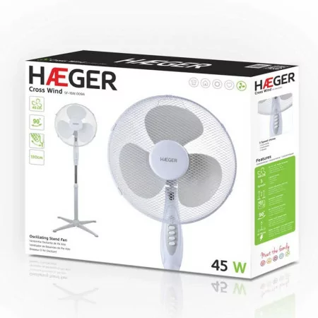 Ventoinha de Pé Haeger - Cross Wind - 45W - 40cm - Branca - SF-16W.009A