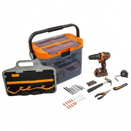 Kit Black+Decker 18V hammer drill + 40 Accessories + Toolbox